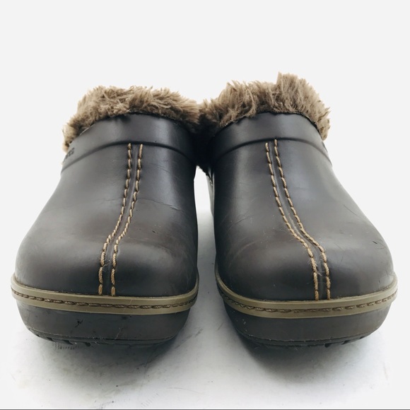 Crocs Faux Fur Lined Mule Clogs Womens Size 8 Brown - Picture 4 of 9